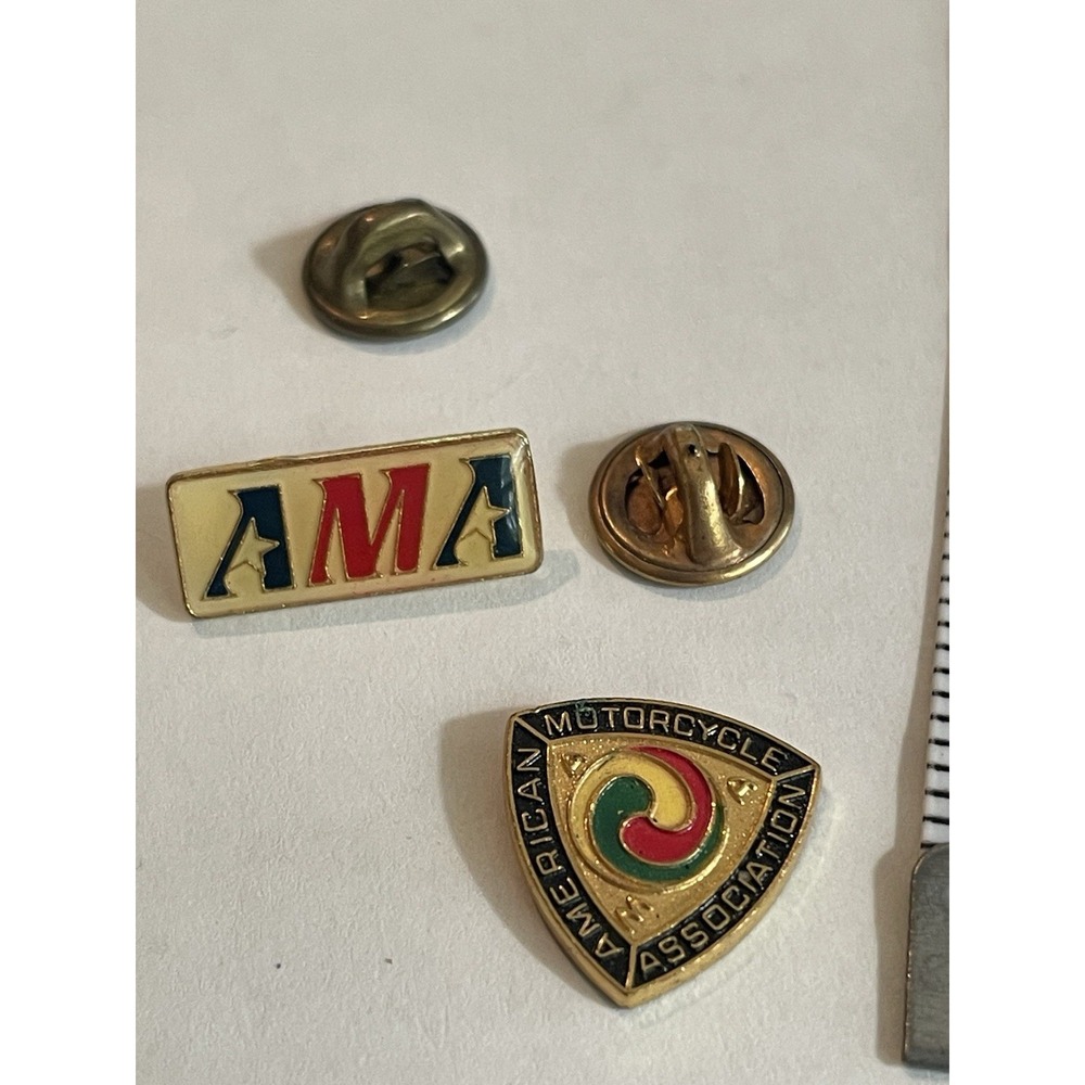 Brass Enamel AMA American Motorcyclist Association Vest Jacket Badge Pin 11/16"